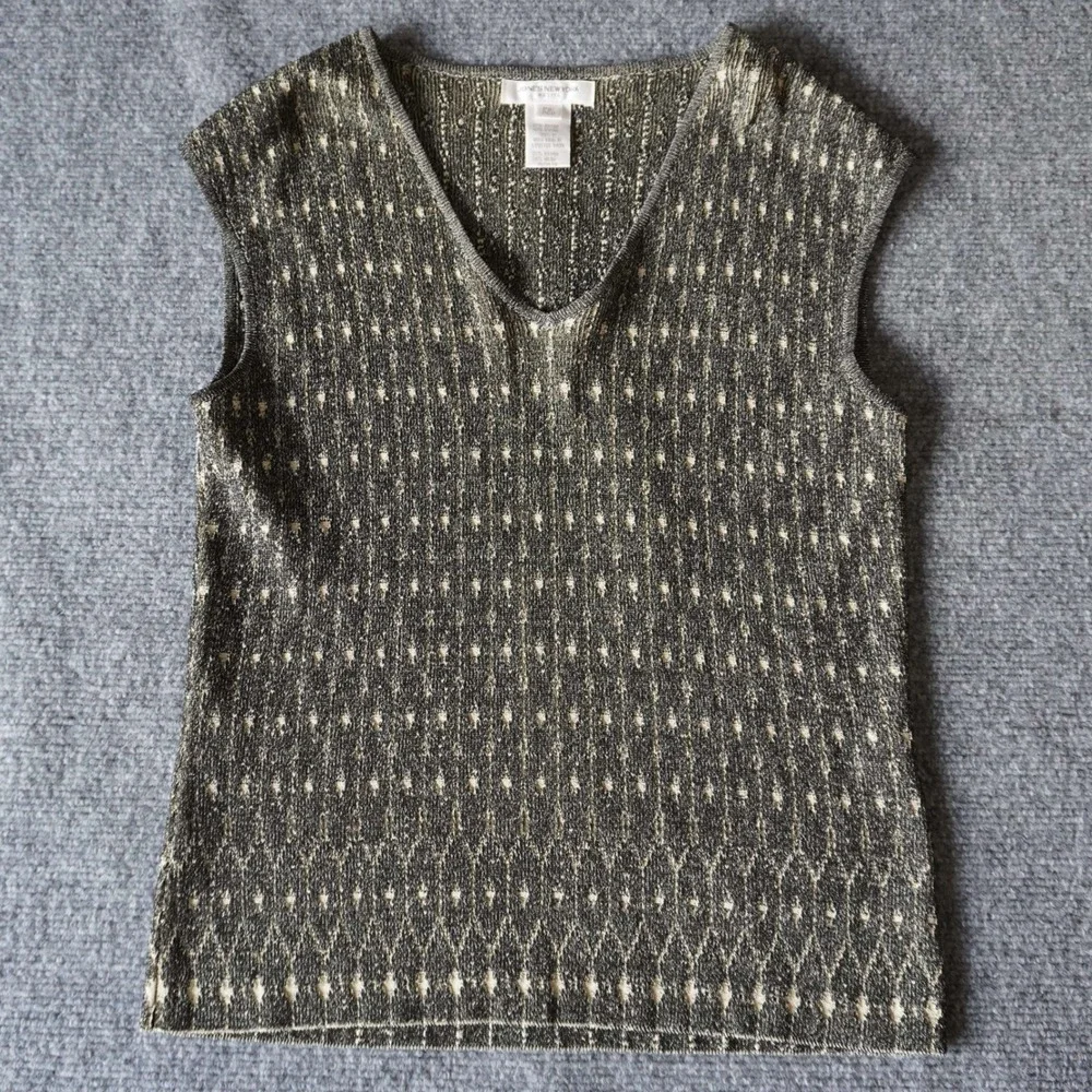 Jones New York Petite Cardigan & Tank Top‎ Set Gray Sleeveless Knit PS